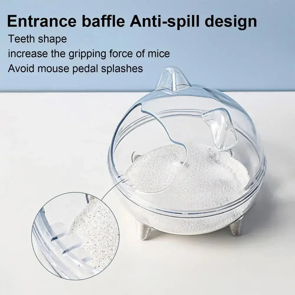 Hamster Sand Bath Container – Fully Transparent Anti-Spill Bathroom for Small Pets
