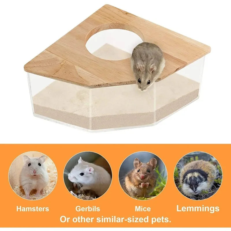 Hamster Sand Bath House – Anti-Spill Bathing Box for Small Pets