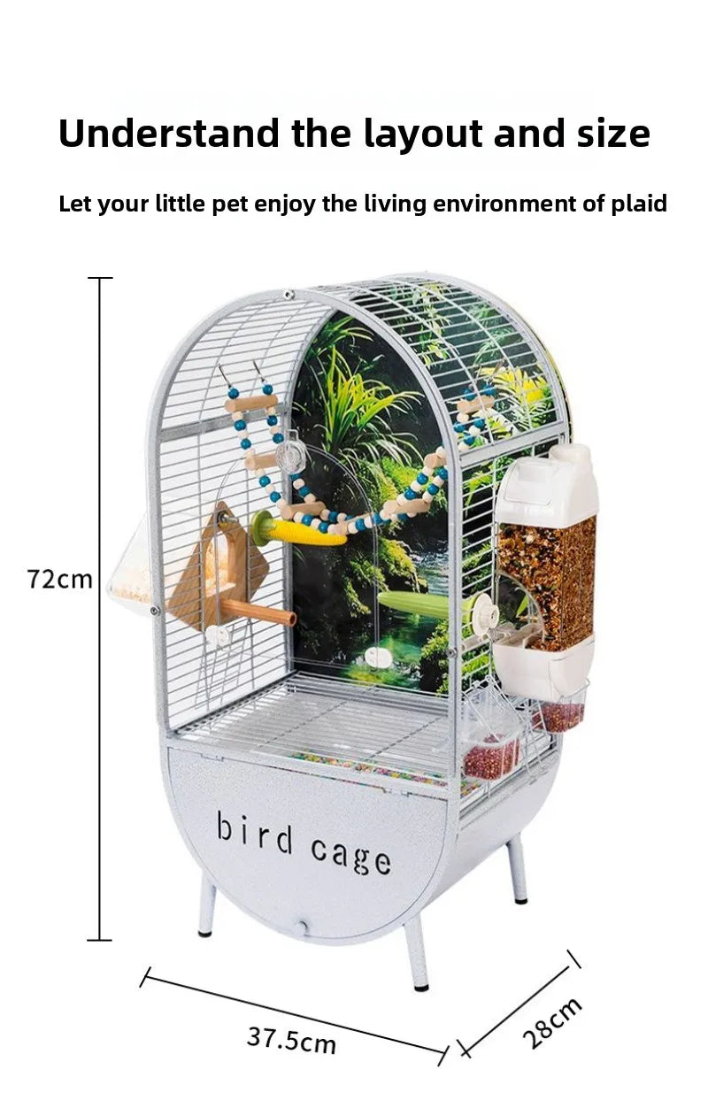 Large Bird Parrot Metal Acrylic Cage Easy Clean Bird-watching Ecological Villa Budgie Parrot Canary Pet Breeding Playground