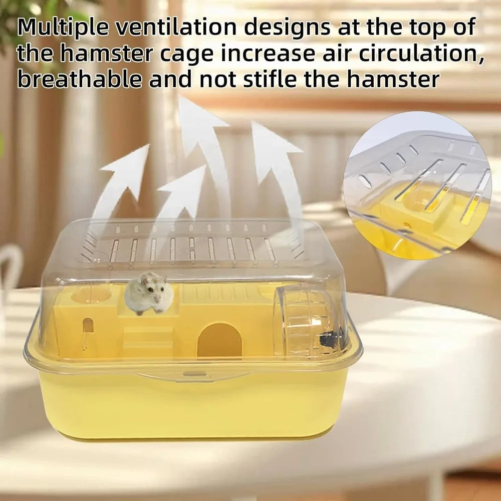 Portable Hamster Travel Cage – All-in-One with Wheel, Water Bottle & Food Bowl