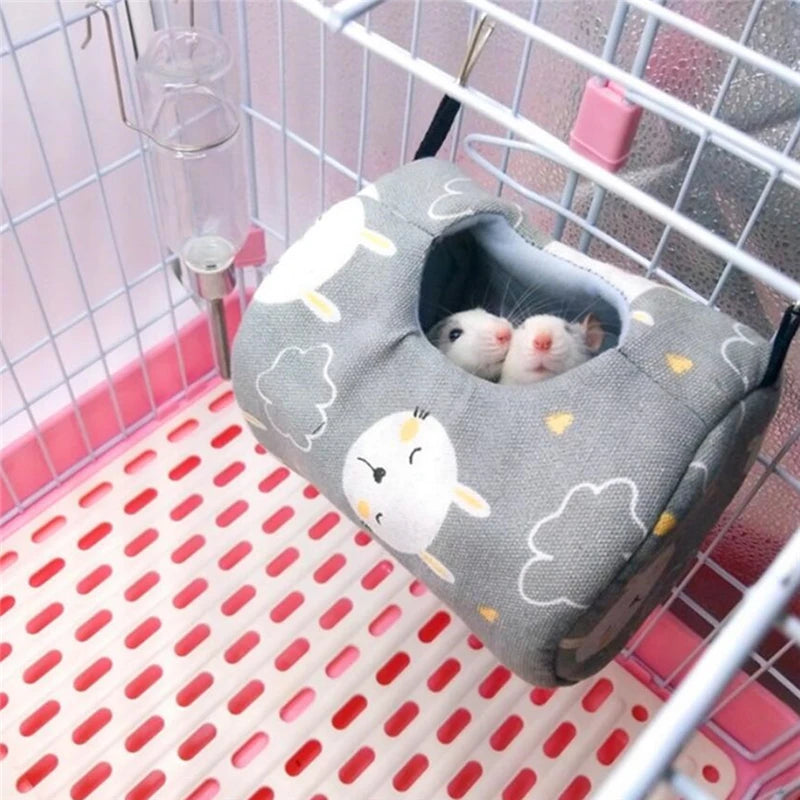 Hamster House Warm Soft Beds And Houses Rodent Cage Printed Hammock for Rats Cotton Guinea Pig Hanging Cage Small Animal