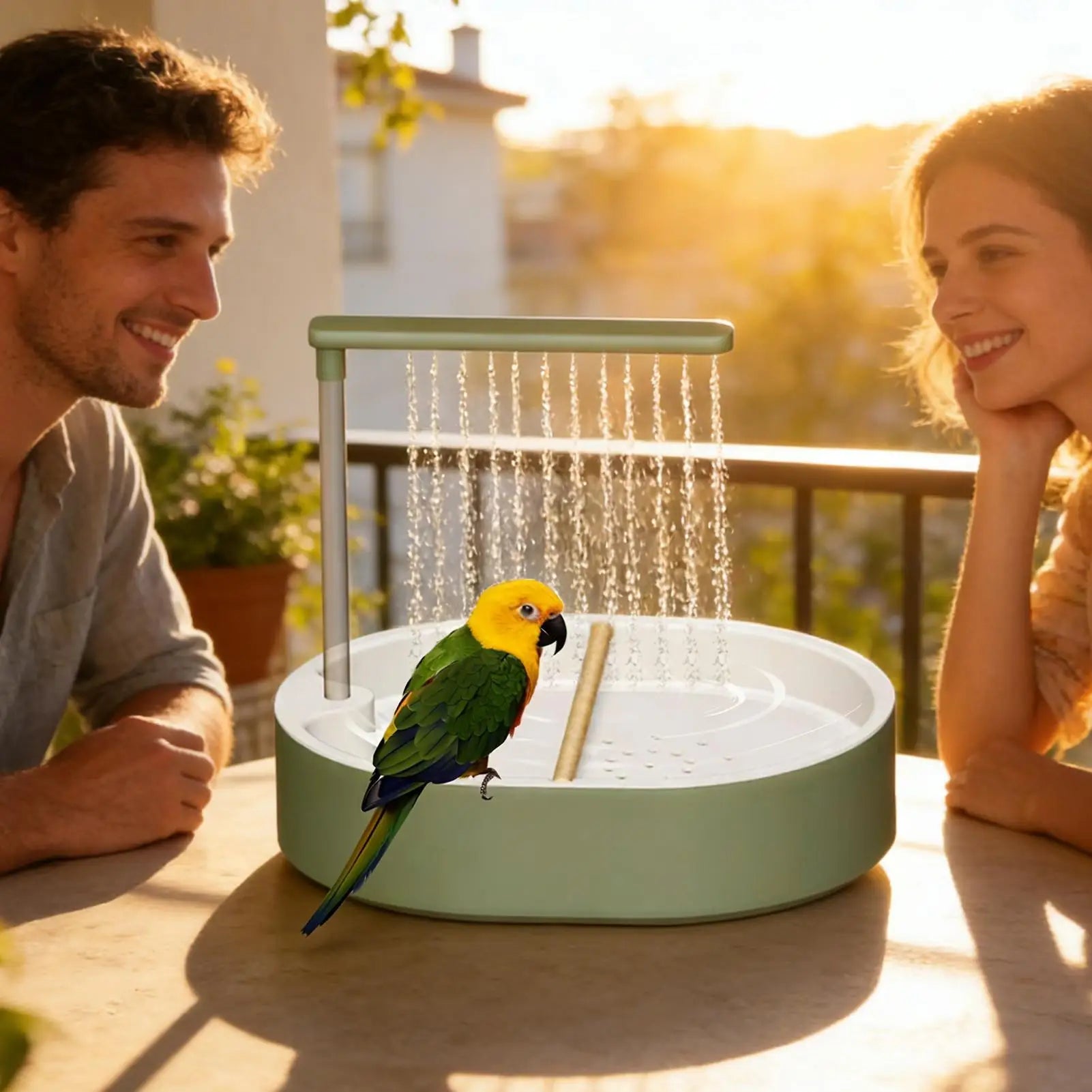 Automatic Bird Cage Bath 26 Hole Circulating Parrot Shower for Cockatiel Budgie Parakeet Lovebird Pet Bird Bathing Clean Happy
