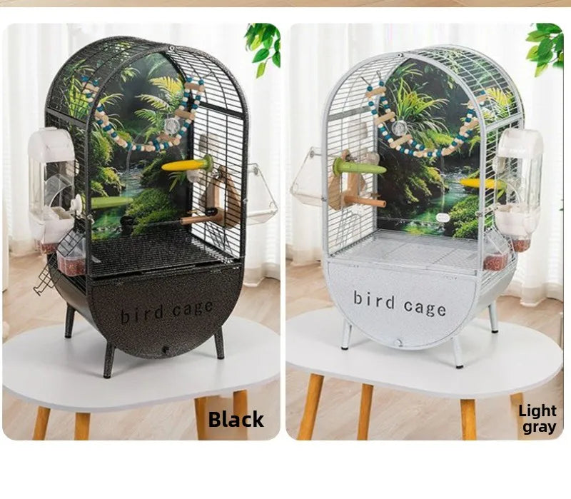 Large Bird Parrot Metal Acrylic Cage Easy Clean Bird-watching Ecological Villa Budgie Parrot Canary Pet Breeding Playground