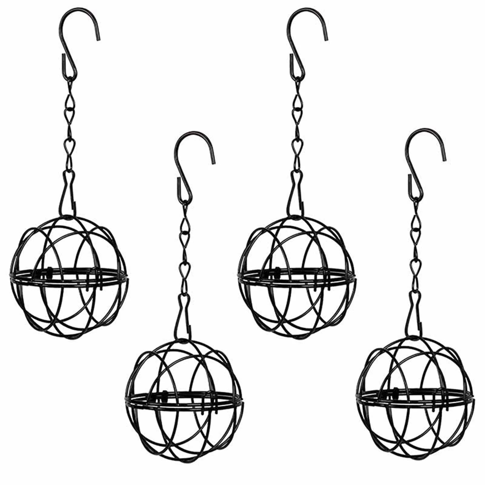 Round Shape Metal Bird Feeders Hanging Bird Food Holders for Attracting Woodpecker Robi