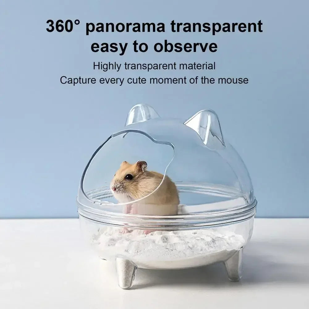 Hamster Sand Bath Container – Fully Transparent Anti-Spill Bathroom for Small Pets