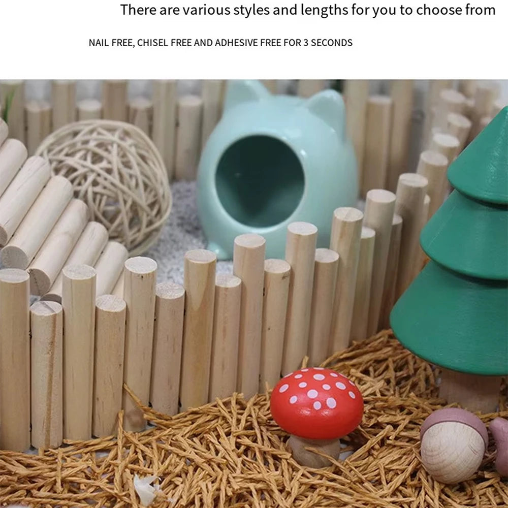 Hamster Wooden Climbing Bridge & Bendable Fence – Cage Accessory for Small Animals