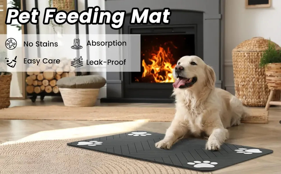 S（little kitten ）、M、L bsorbent Pet Feeding Mat, Waterproof Placemat for Dog & Cat Food & Water Bowls, Quick-Dry Rubber Backing