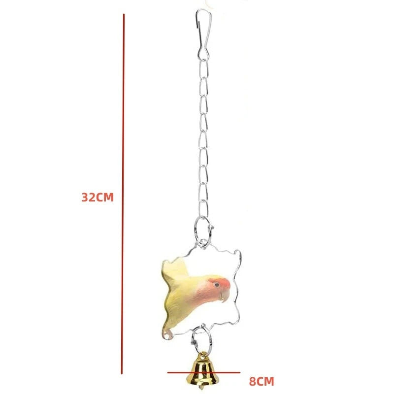 Bird and Parrot Toys Swing BirdCage Decoration Mirror Staircase Wind ChimesBird Accessories Toys for Birds juguetes para pájaros