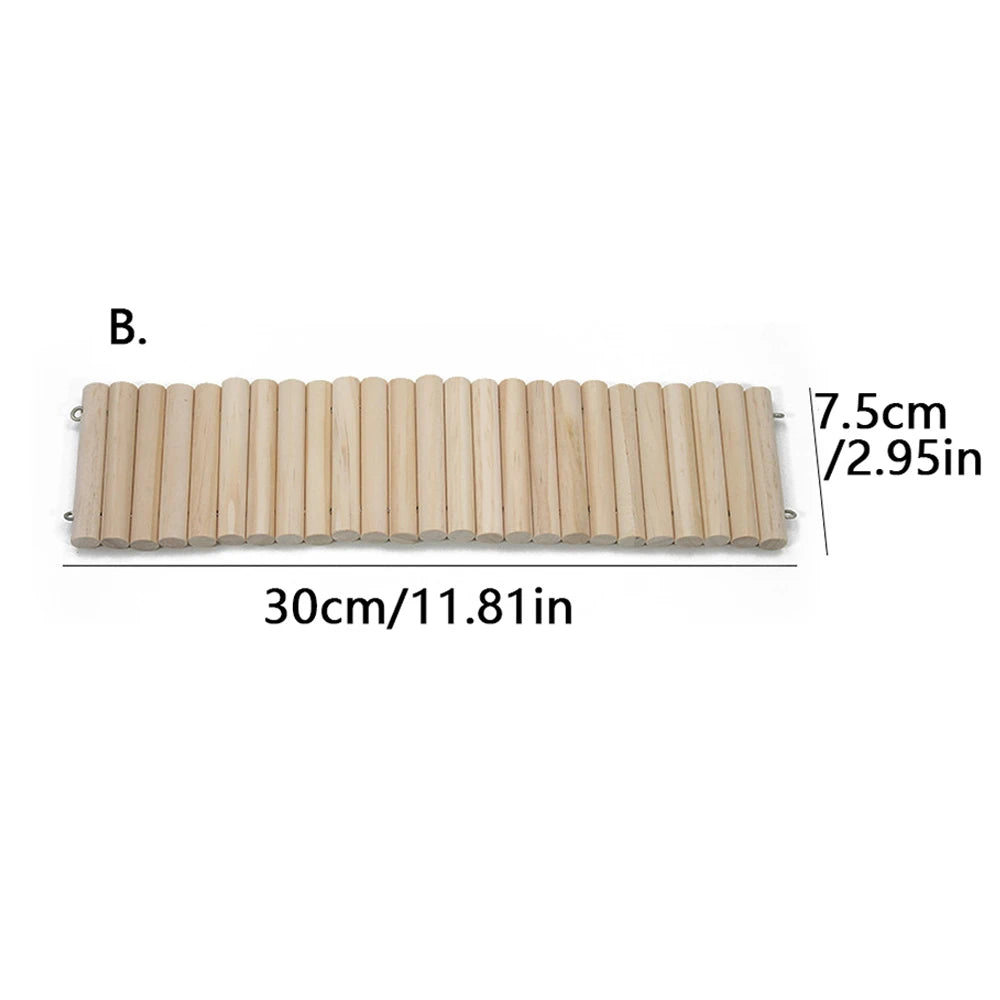 Hamster Wooden Climbing Bridge & Bendable Fence – Cage Accessory for Small Animals
