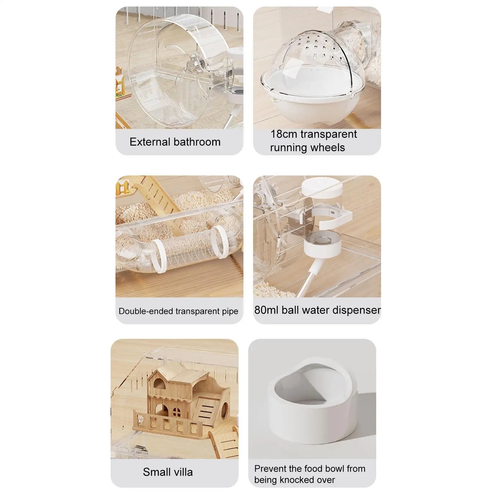 2-Layer Clear Acrylic Hamster Cage – Indoor & Outdoor Habitat with Observation View