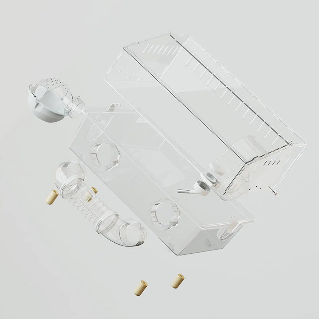 2-Layer Clear Acrylic Hamster Cage – Indoor & Outdoor Habitat with Observation View