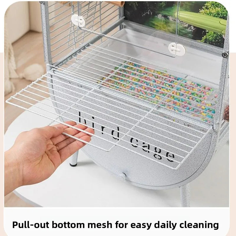 Large Bird Parrot Metal Acrylic Cage Easy Clean Bird-watching Ecological Villa Budgie Parrot Canary Pet Breeding Playground