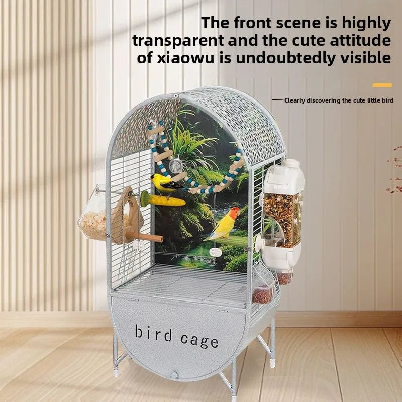 Large Bird Parrot Metal Acrylic Cage Easy Clean Bird-watching Ecological Villa Budgie Parrot Canary Pet Breeding Playground