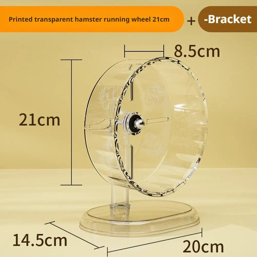 Hamster Silent Running Wheel – Transparent Exercise Toy Easy to Clean (18/21/24 cm)