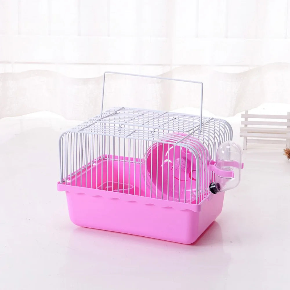 Portable Hamster Travel Cage – All-in-One with Wheel, Water Bottle & Food Bowl
