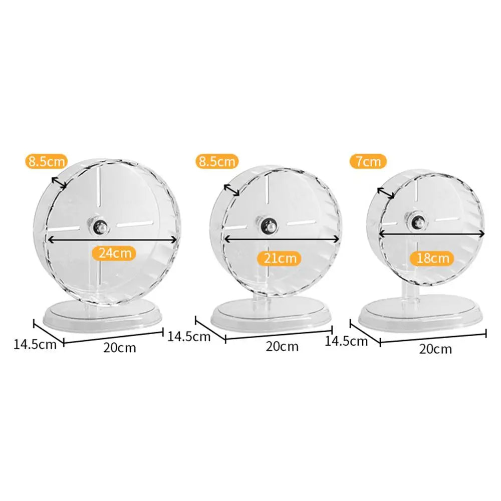 Hamster Silent Running Wheel – Transparent Exercise Toy Easy to Clean (18/21/24 cm)