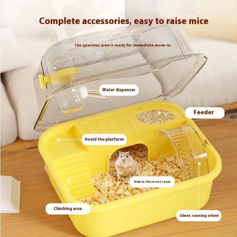 Portable Hamster Travel Cage – All-in-One with Wheel, Water Bottle & Food Bowl