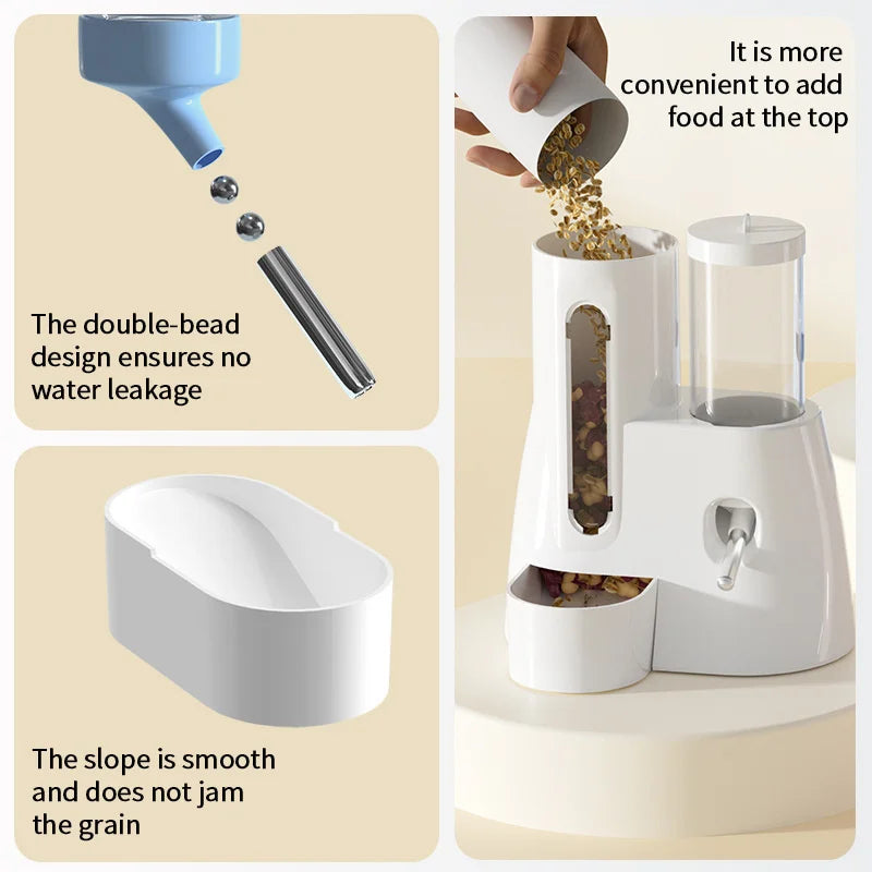 Hamster 2-in-1 Water & Food Dispenser – Automatic Drinking Bottle with Food Bowl