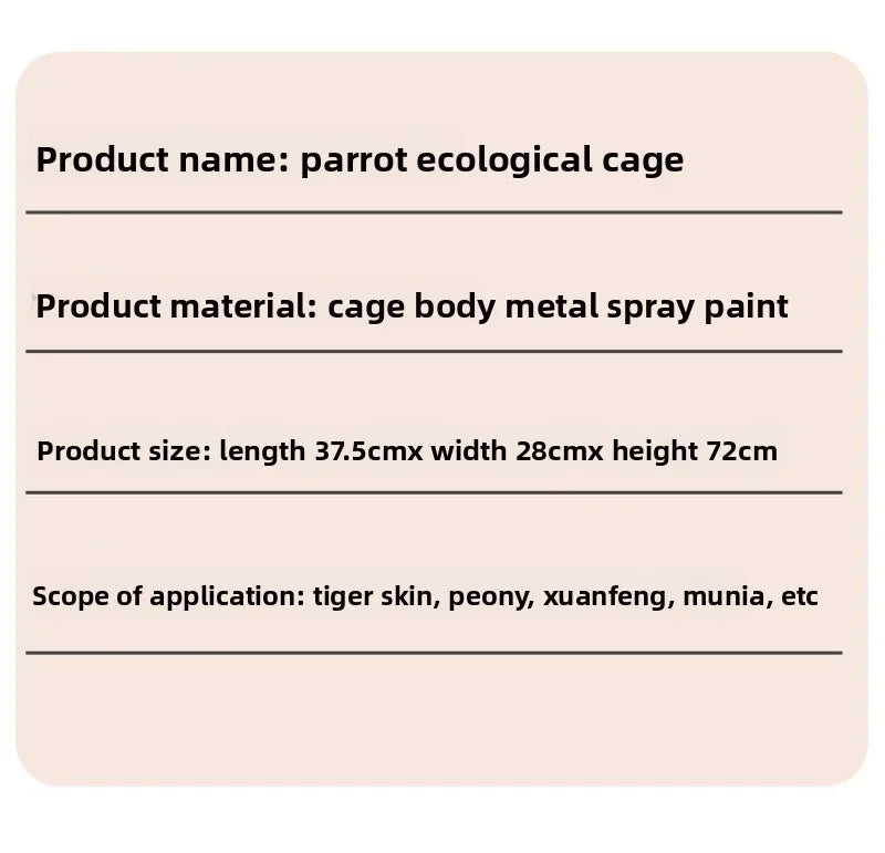 Large Bird Parrot Metal Acrylic Cage Easy Clean Bird-watching Ecological Villa Budgie Parrot Canary Pet Breeding Playground