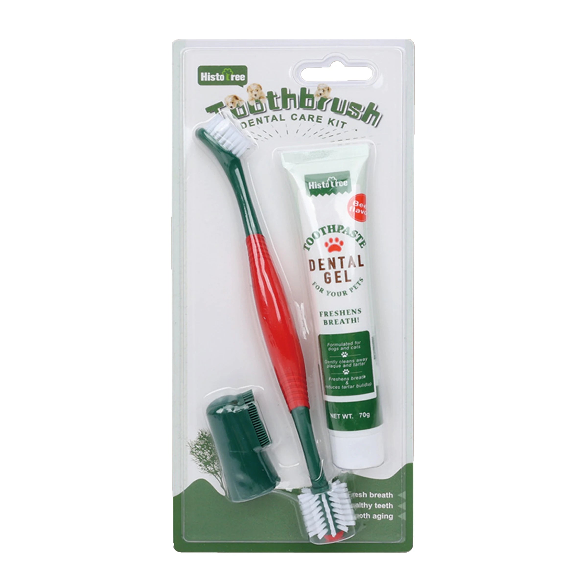 Pet Toothbrush for Dogs Cats with Dual Head Bristles Toothbrush for Medium & Large Pets Toothpaste & Silicone Brush Included