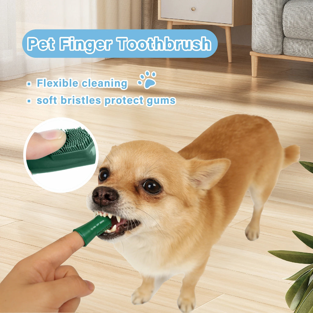 Pet Toothbrush for Dogs Cats with Dual Head Bristles Toothbrush for Medium & Large Pets Toothpaste & Silicone Brush Included