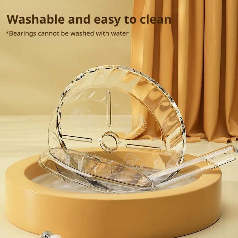 Hamster Silent Running Wheel – Transparent Exercise Toy Easy to Clean (18/21/24 cm)