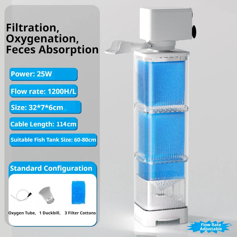 Aquarium Filter Pump Fish Tank Submersible Silent Air Oxygen Aerator Internal Water Pump Aquarium Air Pump Wave Maker 220v