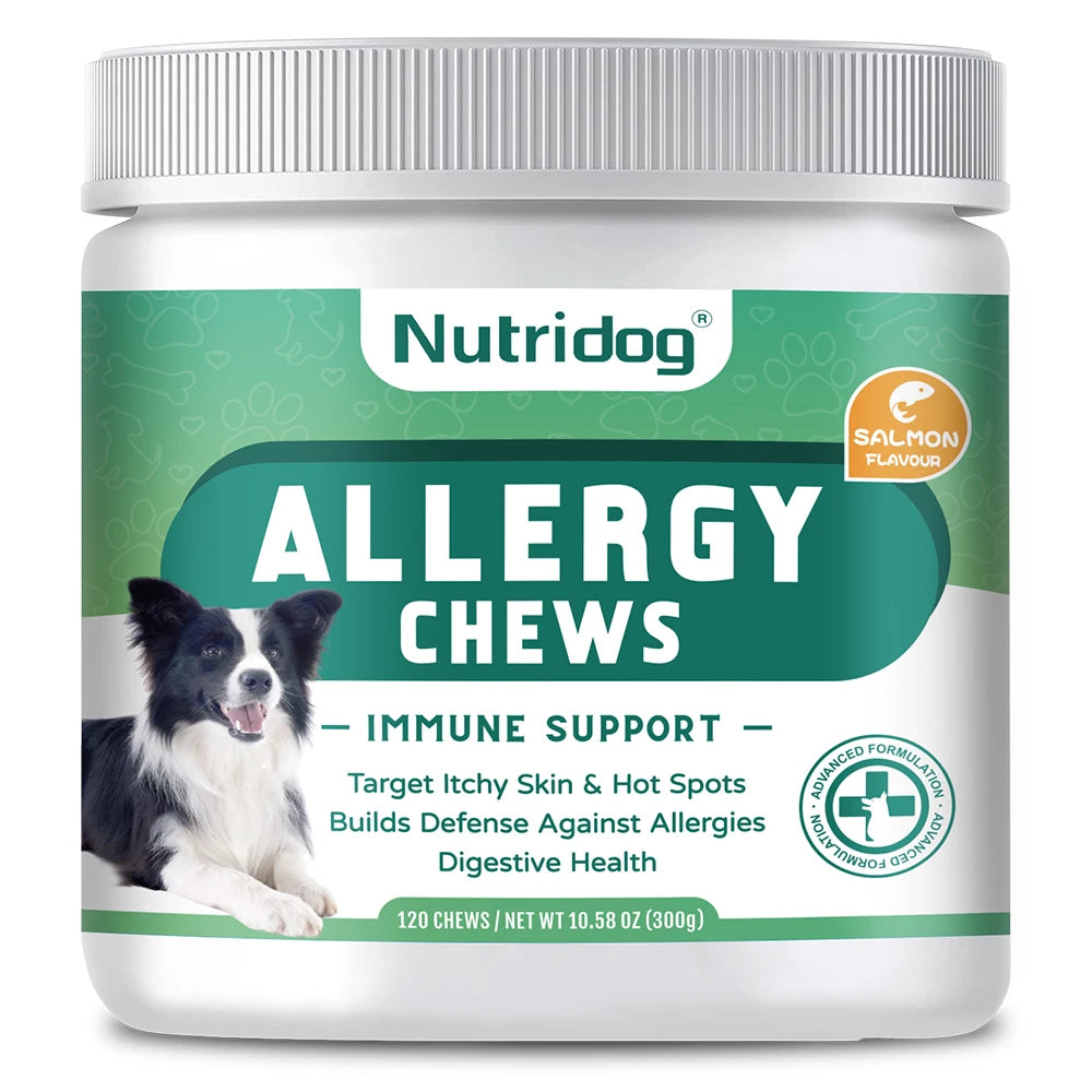 Dog Supplement Soft Chews – Anti-Allergy, Hip Joint, Calming & Probiotic (120 Chews)