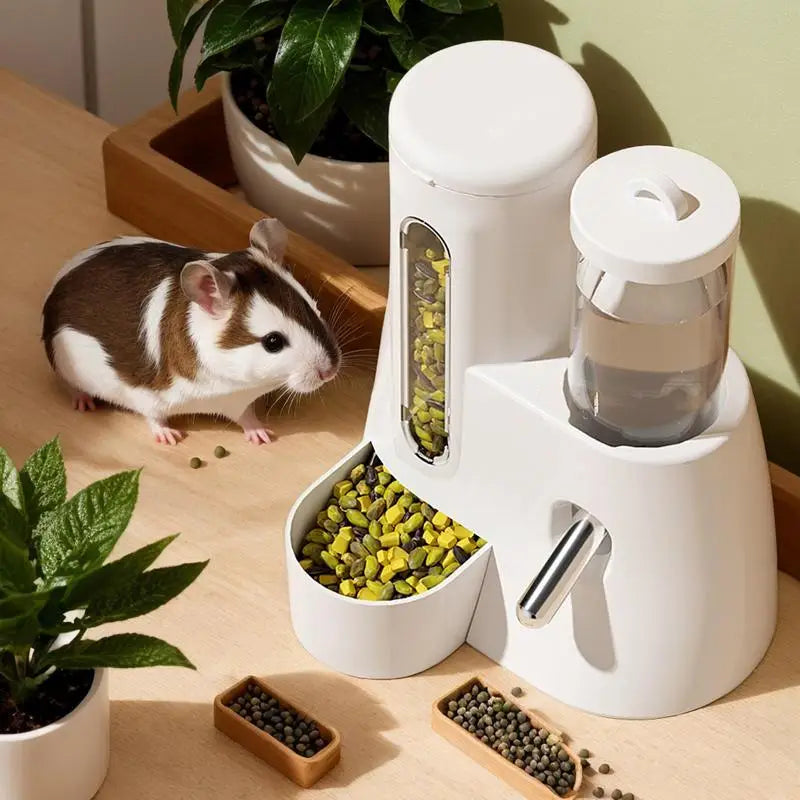Hamster 2-in-1 Water & Food Dispenser – Automatic Drinking Bottle with Food Bowl