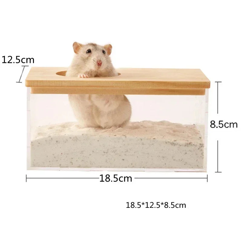 Hamster Sand Bath House – Anti-Spill Bathing Box for Small Pets