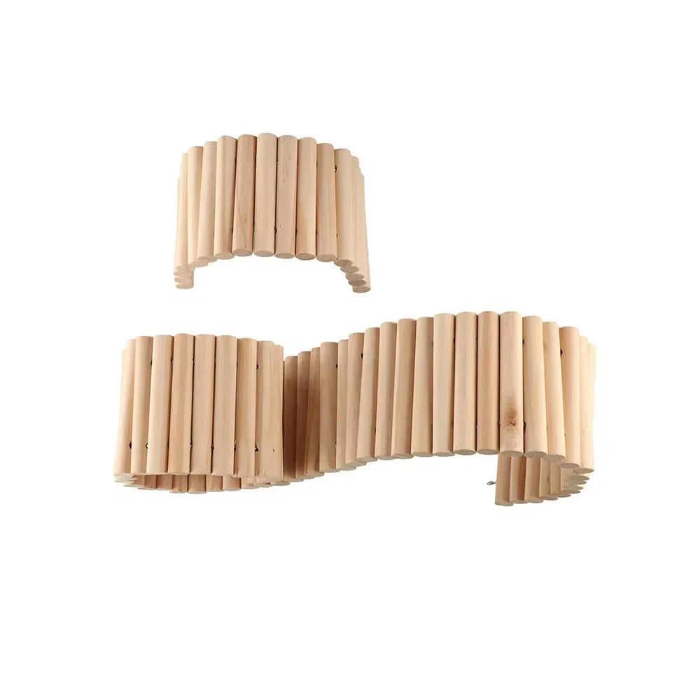 Hamster Wooden Climbing Bridge & Bendable Fence – Cage Accessory for Small Animals
