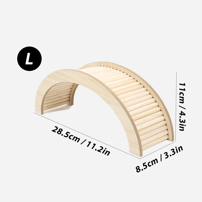 Hamster Wooden Climbing Ladder – Anti-Slip Bridge for Guinea Pigs & Small Animals (S/M/L)