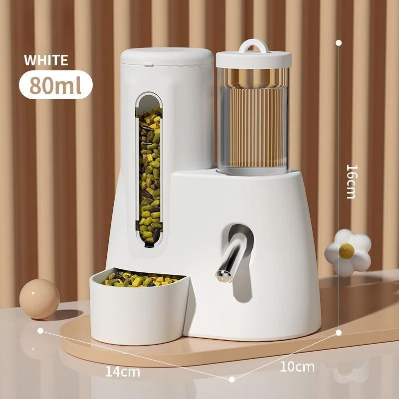 Hamster 2-in-1 Water & Food Dispenser – Automatic Drinking Bottle with Food Bowl