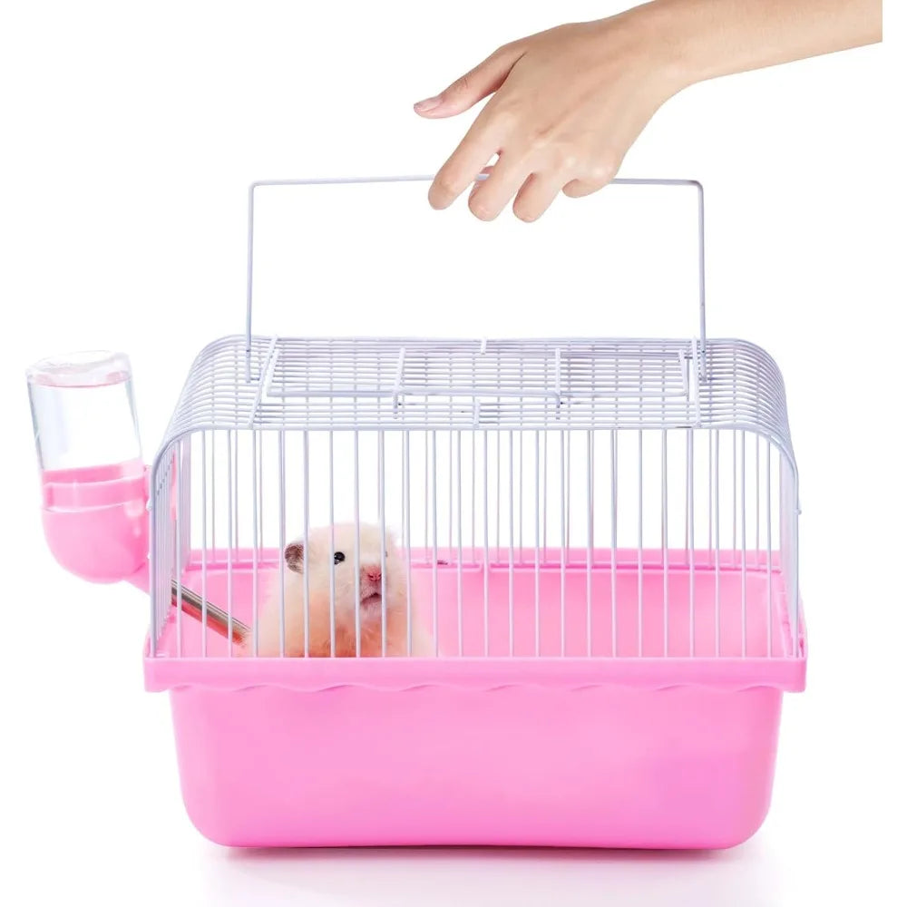 Portable Hamster Travel Cage – All-in-One with Wheel, Water Bottle & Food Bowl
