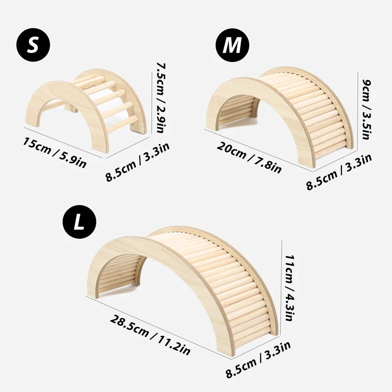 Hamster Wooden Climbing Ladder – Anti-Slip Bridge for Guinea Pigs & Small Animals (S/M/L)